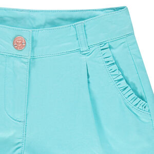 Short en satin de coton uni à poches volantées   Main Short en satin de coton uni à poches volantées