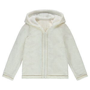 Júnior - Chaqueta con capucha de borreguillo con cremallera estilo bata de casa 