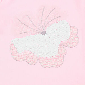 Camiseta de manga larga de punto con flor de lentejuelas brillantes 