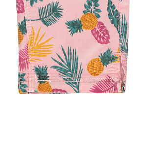 Pantalón pirata de raso de algodón con estampado all-over 