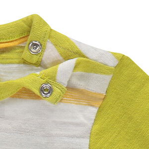 Camiseta de manga corta de jersey de rayas con parche de león 