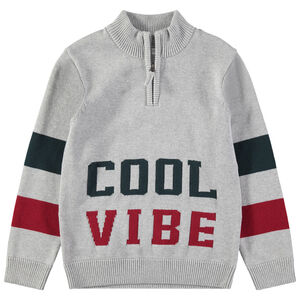Júnior - Jersey de punto con inscripciones de jacquard y cuello con cremallera 
