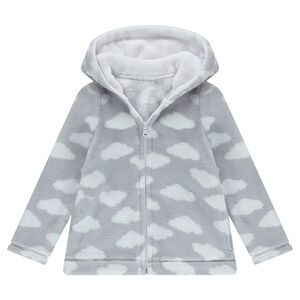 Chaqueta de borreguillo de estilo bata de cada con estampado de nubes 