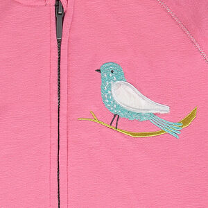 Chaqueta con capucha de felpa con bordados y lentejuelas 
