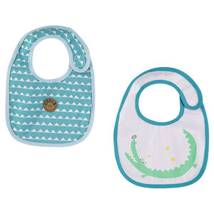 Pack de 2 baberos de punto con estampado e imagen de cocodrilo 