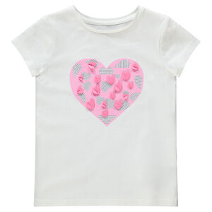 Camiseta de manga corta de punto con corazón brillante y lentejuelas  Main Camiseta de manga corta de punto con corazón brillante y lentejuelas