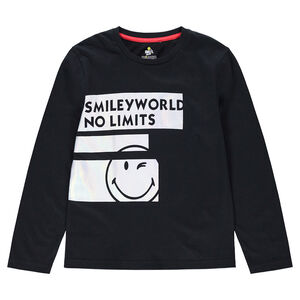 Júnior - Camiseta de manga larga de punto con bandas y ©Smiley estampado 