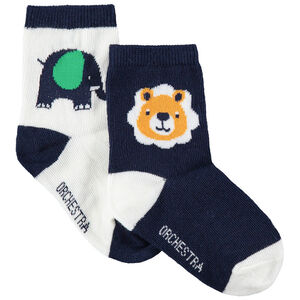 Juego de 2 pares de calcetines variados con animales de la selva  