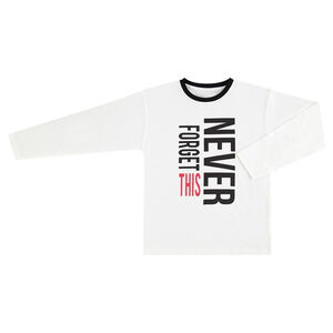 Júnior - Camiseta de manga larga de color blanco con texto estampado 