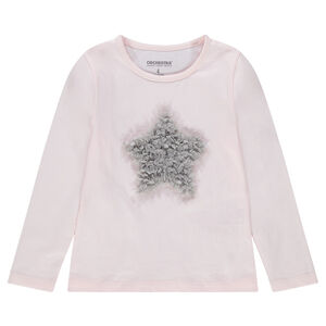 Camiseta de manga larga de punto con estrella de tul  Main Camiseta de manga larga de punto con estrella de tul