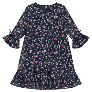 Júnior - Vestido de algodón de fantasía con flores all-over y volantes  