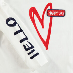 Camiseta de punto de manga larga con corazón y parche de rizo  Main Camiseta de punto de manga larga con corazón y parche de rizo