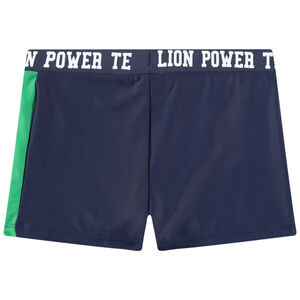 Boxer de baño bicolor con inscripciones estampadas 
