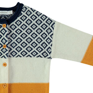 Chaqueta de punto en contraste con motivo de jacquard 