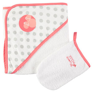 Set de bain cape et gant de toilette print Minnie Disney 