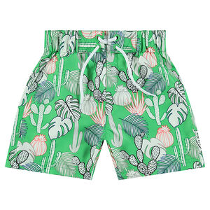 Pantalón corto de baño con estampado vegetal all over 