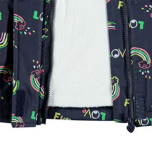 Cortavientos con forro de borreguillo y arcoíris estampados 