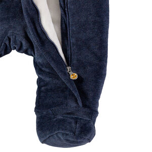 Mono de terciopelo con capucha y bordados Smiley 