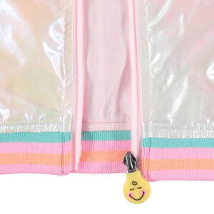 chaqueta iplateada de rayas y applique Smiley 