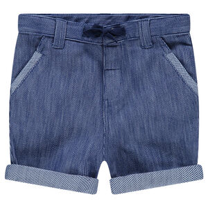 Bermudas de algodón de fantasía de efecto vaquero con cordones que se anudan 