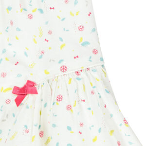 Vestido de manga corta con estampado all over con lazos 