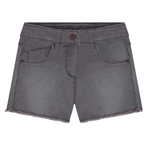 Pantalón corto de sarga efecto teñido y gastado con acabados sin rematar  Main Pantalón corto de sarga efecto teñido y gastado con acabados sin rematar
