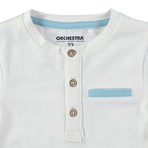 Camiseta de manga larga de punto con cuello con botones 