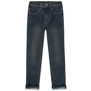 Jean slim effet used à surpiqûres contrastées 