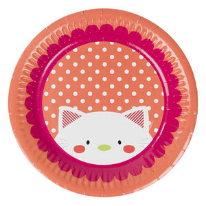 Juego de 10 platos de cumpleaños de cartón con dibujo de gato 