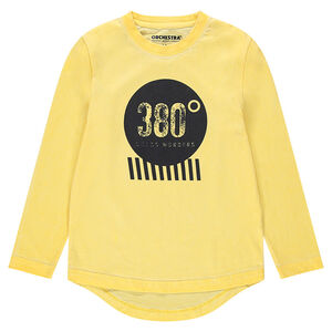 Júnior - Camiseta de manga corta de punto amarillo con estampado 