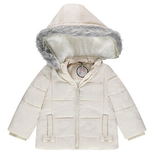 Parka acolchada con capucha extraíble y forro de sherpa 