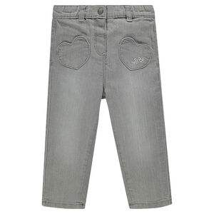 Jeans forma abombada con bordados 