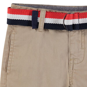 Bermudas de algodón teñido con cinturón tricolor 