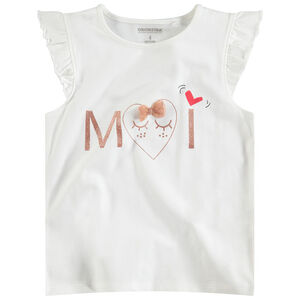 Camiseta de manga corta con volantes e inscripciones brillantes  Main Camiseta de manga corta con volantes e inscripciones brillantes