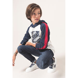 Júnior - Camiseta de manga larga con capucha y mano estampada 