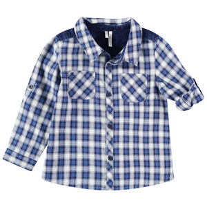 Camisa de cuadros con bolsillos y aplicaciones vaqueras 