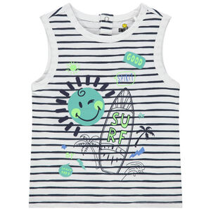 Camiseta de tirantes de algodon bio de rayas y print Smiley 