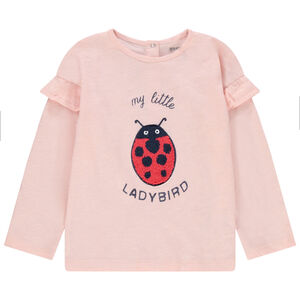 T-shirt manches longues volantées aux épaules motif coccinelle  