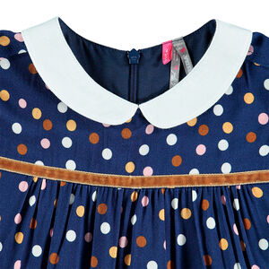 Vestido de lunares de manga larga y cuello babero  Main Vestido de lunares de manga larga y cuello babero