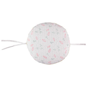 Cojín decorativo redondo en gasa de algodón modulable en protector de cuna o parque 