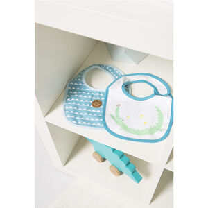 Pack de 2 baberos de punto con estampado e imagen de cocodrilo 