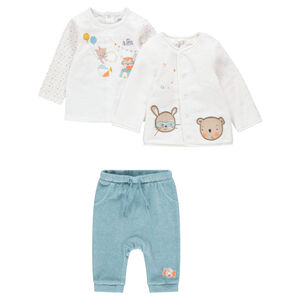 Conjunto de pantalón de terciopelo, camiseta estampada y chaqueta de borreguillo fino 