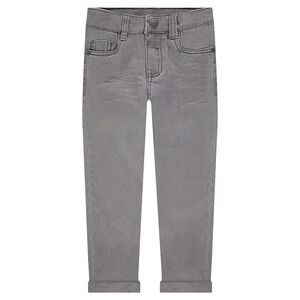 Pantalón con efecto arrugado y bolsillos con inscripción de relieve 