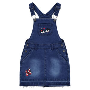 Vestido tipo peto con efecto vaquero desgastado con Mickey y Minnie bordados ©Disney  Main Vestido tipo peto con efecto vaquero desgastado con Mickey y Minnie bordados ©Disney