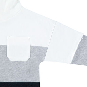 Sudadera de felpa tricolor con bolsillo de parche y cremalleras por delante 