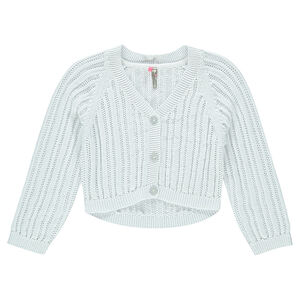 Júnior - Chaqueta corta de punto calado y mangas 3/4 