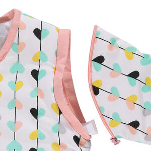 Saco de dormir con corazones y lunares estampados y mangas extraíbles 
