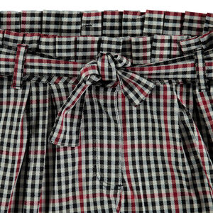 Júnior - Pantalón corto de cuadros de vichy con cinturón que se anuda 