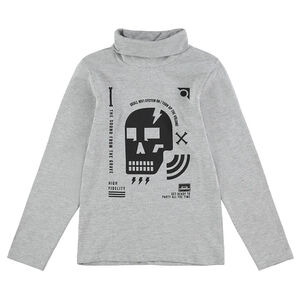 Júnior - Camiseta de cuello vuelto con calavera y dibujos estampados 