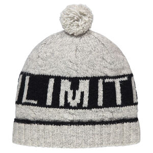 Gorro de punto con texto de jacquard y pompón  